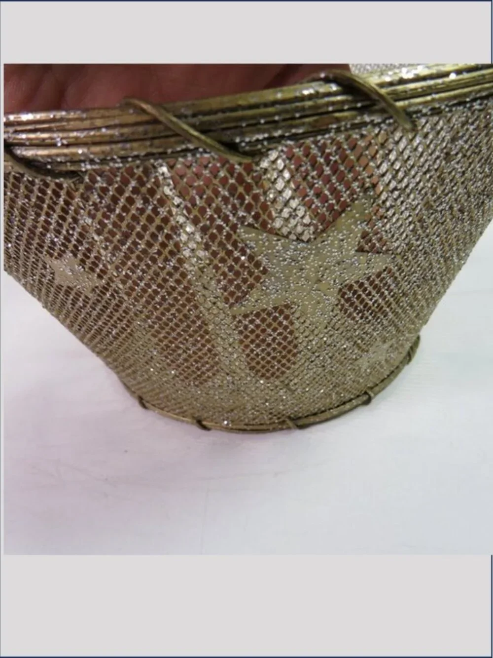 Champagne Gold Wire Mesh Star Basket Glitter Flower Girl Celestial Decor 10